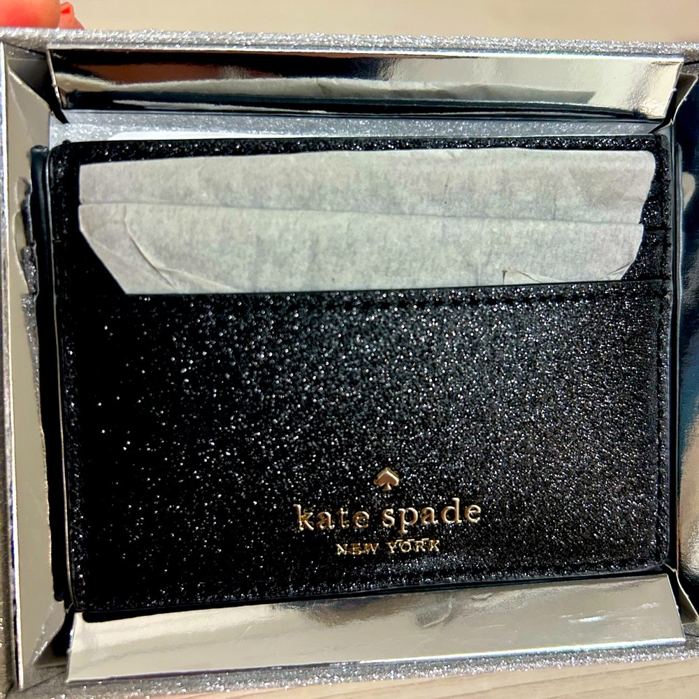 Kate Spade Black Metallic Card Holder